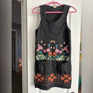 DESIGUAL Floral Embroidered Women’s Dress - Gray and Orange